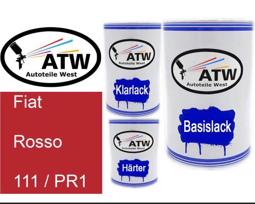 Fiat, Rosso, 111 / PR1: 500ml Lackdose + 500ml Klarlack + 250ml Härter - Set, von ATW Autoteile West.